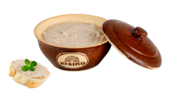 škvarková pomazánka s příchutí pečeného masa v keramice 220g kopie