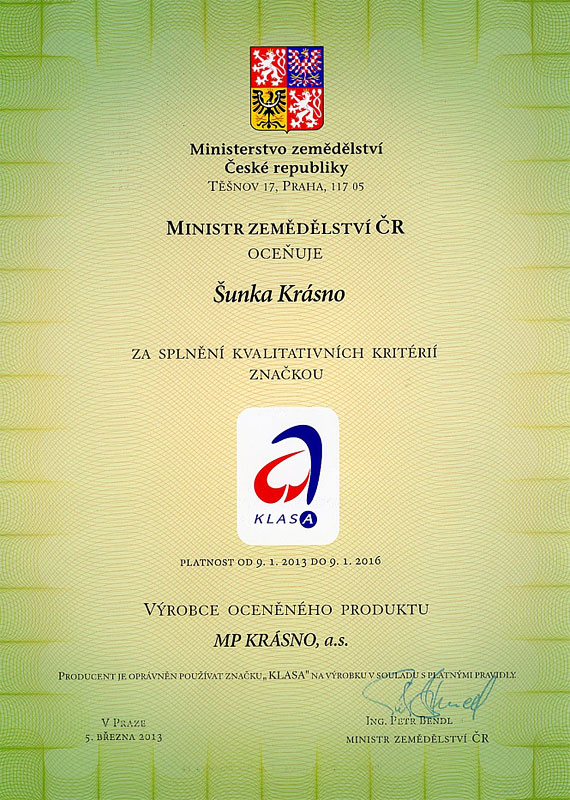 Ocenenie značkou KLASA